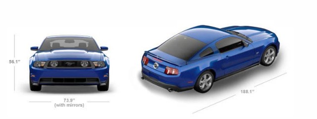 Exterior Specifications for 2010 Mustang